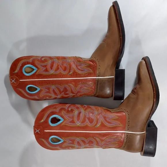 Leather Cowboy Broad Square Toe Ruff Stock Twisted X Men's See Desc and Pictures - Picture 5 of 11